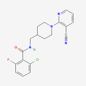 2-Chloro-N-[[1-(3-cyanopyridin-2-yl)piperidin-4-yl]methyl]-6-fluorobenzamide