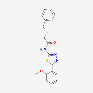molecular formula C18H17N3O2S2 B2935057 2-benzylsulfanyl-N-[5-(2-methoxyphenyl)-1,3,4-thiadiazol-2-yl]acetamide CAS No. 476460-35-2