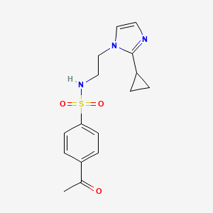 molecular formula C16H19N3O3S B2935068 4-acetyl-N-(2-(2-cyclopropyl-1H-imidazol-1-yl)ethyl)benzenesulfonamide CAS No. 2034478-88-9