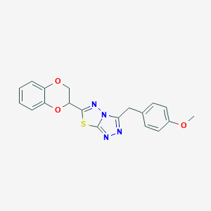 molecular formula C19H16N4O3S B293507 6-(2,3-Dihydro-1,4-benzodioxin-2-yl)-3-(4-methoxybenzyl)[1,2,4]triazolo[3,4-b][1,3,4]thiadiazole 
