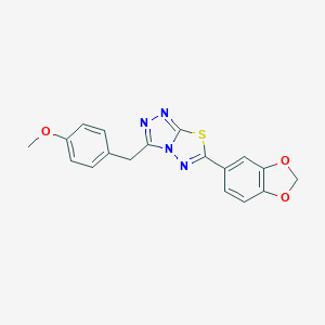 molecular formula C18H14N4O3S B293508 6-(1,3-Benzodioxol-5-yl)-3-(4-methoxybenzyl)[1,2,4]triazolo[3,4-b][1,3,4]thiadiazole 