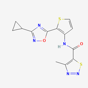 molecular formula C13H11N5O2S2 B2935082 N-(2-(3-环丙基-1,2,4-恶二唑-5-基)噻吩-3-基)-4-甲基-1,2,3-噻二唑-5-甲酰胺 CAS No. 1795083-45-2