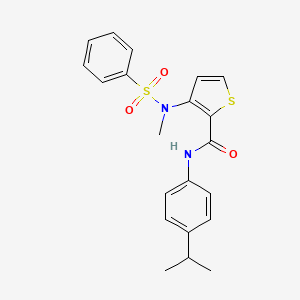 molecular formula C21H22N2O3S2 B2935085 3-[甲基(苯磺酰)氨基]-N-[4-(丙-2-基)苯基]噻吩-2-甲酰胺 CAS No. 1226446-15-6