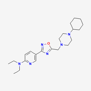 molecular formula C22H34N6O B2935089 5-(5-((4-环己基哌嗪-1-基)甲基)-1,2,4-恶二唑-3-基)-N,N-二乙基吡啶-2-胺 CAS No. 1251675-02-1