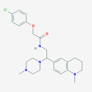 molecular formula C25H33ClN4O2 B2935092 2-(4-chlorophenoxy)-N-(2-(1-methyl-1,2,3,4-tetrahydroquinolin-6-yl)-2-(4-methylpiperazin-1-yl)ethyl)acetamide CAS No. 922010-82-0