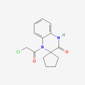 molecular formula C14H15ClN2O2 B2935099 1'-(2-氯乙酰基)-3',4'-二氢-1'H-螺[环戊烷-1,2'-喹喔啉]-3'-酮 CAS No. 878259-34-8