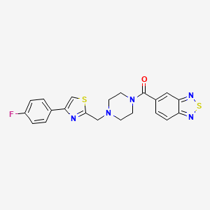 molecular formula C21H18FN5OS2 B2935100 苯并[c][1,2,5]噻二唑-5-基(4-((4-(4-氟苯基)噻唑-2-基)甲基)哌嗪-1-基)甲烷酮 CAS No. 1203227-32-0
