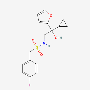 molecular formula C16H18FNO4S B2935101 N-(2-环丙基-2-(呋喃-2-基)-2-羟乙基)-1-(4-氟苯基)甲磺酰胺 CAS No. 1396765-58-4