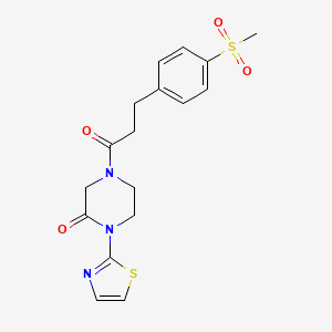 4-(3-(4-(Methylsulfonyl)phenyl)propanoyl)-1-(thiazol-2-yl)piperazin-2-one