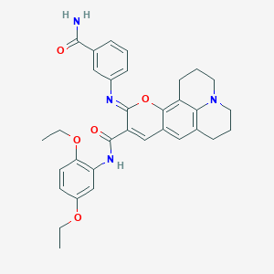 (11Z)-11-{[3-(aminocarbonyl)phenyl]imino}-N-(2,5-diethoxyphenyl)-2,3,6,7-tetrahydro-1H,5H,11H-pyrano[2,3-f]pyrido[3,2,1-ij]quinoline-10-carboxamide