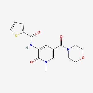 molecular formula C16H17N3O4S B2935132 N-(1-methyl-5-(morpholine-4-carbonyl)-2-oxo-1,2-dihydropyridin-3-yl)thiophene-2-carboxamide CAS No. 1207005-11-5