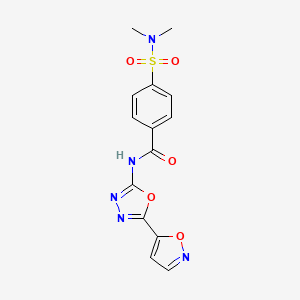 molecular formula C14H13N5O5S B2935138 4-(N,N-dimethylsulfamoyl)-N-(5-(isoxazol-5-yl)-1,3,4-oxadiazol-2-yl)benzamide CAS No. 941994-56-5