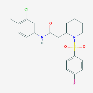 N-(3-chloro-4-methylphenyl)-2-(1-((4-fluorophenyl)sulfonyl)piperidin-2-yl)acetamide