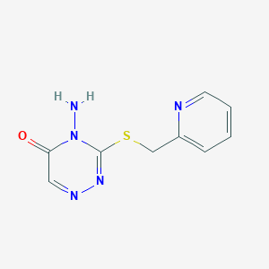 molecular formula C9H9N5OS B2935149 4-Amino-3-(pyridin-2-ylmethylsulfanyl)-1,2,4-triazin-5-one CAS No. 869068-71-3