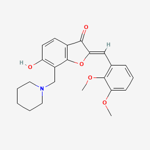 molecular formula C23H25NO5 B2935155 (Z)-2-(2,3-dimethoxybenzylidene)-6-hydroxy-7-(piperidin-1-ylmethyl)benzofuran-3(2H)-one CAS No. 859661-43-1