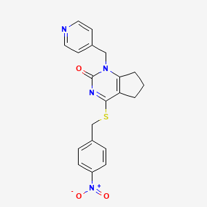 molecular formula C20H18N4O3S B2935157 4-((4-nitrobenzyl)thio)-1-(pyridin-4-ylmethyl)-6,7-dihydro-1H-cyclopenta[d]pyrimidin-2(5H)-one CAS No. 900000-17-1