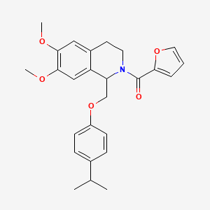 molecular formula C26H29NO5 B2935165 furan-2-yl(1-((4-isopropylphenoxy)methyl)-6,7-dimethoxy-3,4-dihydroisoquinolin-2(1H)-yl)methanone CAS No. 449765-25-7