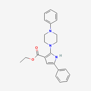 molecular formula C23H25N3O2 B2935166 ethyl 5-phenyl-2-(4-phenylpiperazin-1-yl)-1H-pyrrole-3-carboxylate CAS No. 120243-56-3