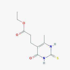 molecular formula C10H14N2O3S B2935185 Ethyl 3-(4-hydroxy-6-methyl-2-sulfanylpyrimidin-5-yl)propanoate CAS No. 18149-74-1