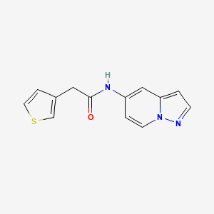 molecular formula C13H11N3OS B2935190 N-(pyrazolo[1,5-a]pyridin-5-yl)-2-(thiophen-3-yl)acetamide CAS No. 2034486-81-0