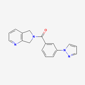 molecular formula C17H14N4O B2935192 (3-(1H-pyrazol-1-yl)phenyl)(5H-pyrrolo[3,4-b]pyridin-6(7H)-yl)methanone CAS No. 2320216-85-9