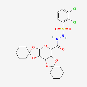 molecular formula C24H30Cl2N2O8S B2935195 N'-(2,3-dichlorobenzenesulfonyl)dispiro[cyclohexane-1,4'-[3,5,7,10,12]pentaoxatricyclo[7.3.0.0^{2,6}]dodecane-11',1''-cyclohexane]-8'-carbohydrazide CAS No. 1094864-00-2
