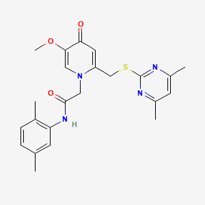 molecular formula C23H26N4O3S B2935209 N-(2,5-dimethylphenyl)-2-(2-(((4,6-dimethylpyrimidin-2-yl)thio)methyl)-5-methoxy-4-oxopyridin-1(4H)-yl)acetamide CAS No. 933253-00-0