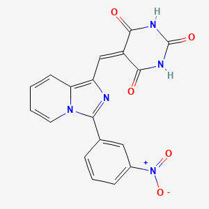 molecular formula C18H11N5O5 B2935215 5-((3-(3-nitrophenyl)imidazo[1,5-a]pyridin-1-yl)methylene)pyrimidine-2,4,6(1H,3H,5H)-trione CAS No. 438489-69-1