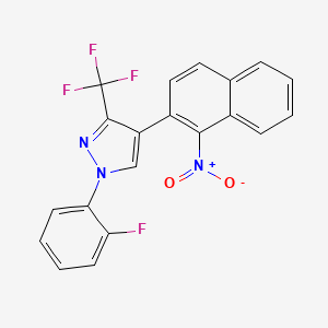 molecular formula C20H11F4N3O2 B2935217 1-(2-fluorophenyl)-4-(1-nitronaphthalen-2-yl)-3-(trifluoromethyl)-1H-pyrazole CAS No. 321998-69-0