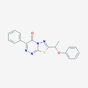molecular formula C18H14N4O2S B293522 7-(1-phenoxyethyl)-3-phenyl-4H-[1,3,4]thiadiazolo[2,3-c][1,2,4]triazin-4-one 