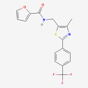 molecular formula C17H13F3N2O2S B2935220 N-({4-methyl-2-[4-(trifluoromethyl)phenyl]-1,3-thiazol-5-yl}methyl)-2-furamide CAS No. 866018-69-1