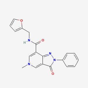 molecular formula C19H16N4O3 B2935247 N-(furan-2-ylmethyl)-5-methyl-3-oxo-2-phenyl-3,5-dihydro-2H-pyrazolo[4,3-c]pyridine-7-carboxamide CAS No. 921574-38-1