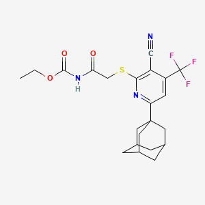 molecular formula C22H24F3N3O3S B2935249 N-[2-[6-(1-金刚烷基)-3-氰基-4-(三氟甲基)吡啶-2-基]硫代乙酰基]氨基甲酸乙酯 CAS No. 625376-59-2