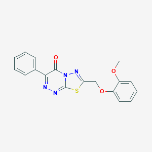 molecular formula C18H14N4O3S B293525 7-[(2-methoxyphenoxy)methyl]-3-phenyl-4H-[1,3,4]thiadiazolo[2,3-c][1,2,4]triazin-4-one 
