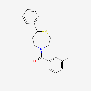 molecular formula C20H23NOS B2935254 (3,5-Dimethylphenyl)(7-phenyl-1,4-thiazepan-4-yl)methanone CAS No. 1797190-77-2