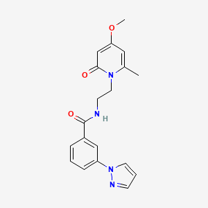 N-[2-(4-methoxy-6-methyl-2-oxo-1,2-dihydropyridin-1-yl)ethyl]-3-(1H-pyrazol-1-yl)benzamide