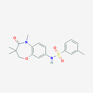 molecular formula C19H22N2O4S B2935274 3-methyl-N-(3,3,5-trimethyl-4-oxo-2,3,4,5-tetrahydrobenzo[b][1,4]oxazepin-8-yl)benzenesulfonamide CAS No. 922096-97-7