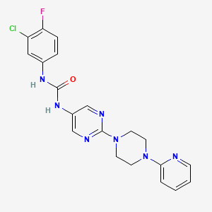 molecular formula C20H19ClFN7O B2935277 1-(3-氯-4-氟苯基)-3-(2-(4-(吡啶-2-基)哌嗪-1-基)嘧啶-5-基)脲 CAS No. 1396873-98-5
