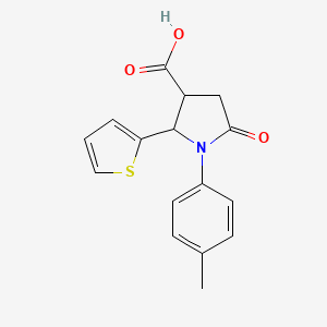 molecular formula C16H15NO3S B2935281 1-(4-Methylphenyl)-5-oxo-2-thien-2-ylpyrrolidine-3-carboxylic acid CAS No. 855715-09-2