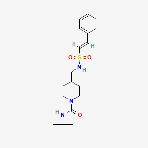 molecular formula C19H29N3O3S B2935284 N-叔丁基-4-{[(E)-2-苯乙烯磺酰胺基]甲基}哌啶-1-甲酰胺 CAS No. 1235691-89-0