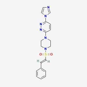 molecular formula C19H20N6O2S B2935286 (E)-3-(1H-imidazol-1-yl)-6-(4-(styrylsulfonyl)piperazin-1-yl)pyridazine CAS No. 1351664-23-7