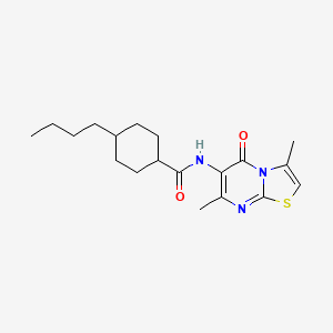 molecular formula C19H27N3O2S B2935289 4-butyl-N-(3,7-dimethyl-5-oxo-5H-thiazolo[3,2-a]pyrimidin-6-yl)cyclohexanecarboxamide CAS No. 946305-91-5