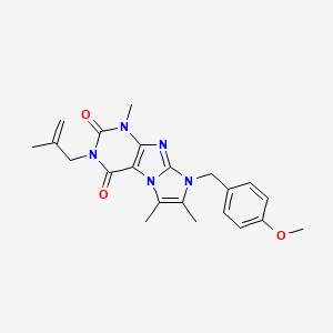 molecular formula C22H25N5O3 B2935300 8-(4-methoxybenzyl)-1,6,7-trimethyl-3-(2-methylallyl)-1H-imidazo[2,1-f]purine-2,4(3H,8H)-dione CAS No. 876902-52-2