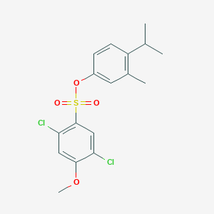 molecular formula C17H18Cl2O4S B2935304 3-Methyl-4-(propan-2-yl)phenyl 2,5-dichloro-4-methoxybenzene-1-sulfonate CAS No. 2361828-45-5