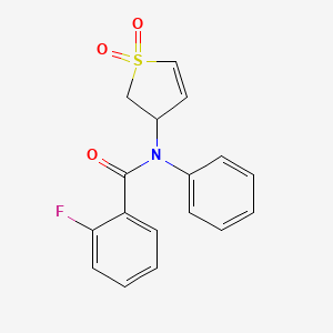 molecular formula C17H14FNO3S B2935308 N-(1,1-Dioxido-2,3-dihydro-3-thienyl)-2-fluoro-N-phenylbenzamide CAS No. 303094-10-2
