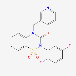 molecular formula C19H13F2N3O3S B2935310 2-(2,5-difluorophenyl)-4-(pyridin-3-ylmethyl)-2H-1,2,4-benzothiadiazin-3(4H)-one 1,1-dioxide CAS No. 941899-57-6