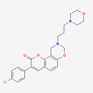 molecular formula C24H25ClN2O4 B2935323 3-(4-chlorophenyl)-9-(3-morpholinopropyl)-9,10-dihydrochromeno[8,7-e][1,3]oxazin-2(8H)-one CAS No. 951973-85-6