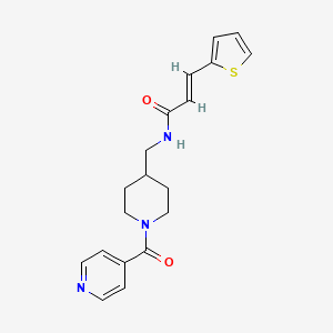 molecular formula C19H21N3O2S B2935332 (E)-N-((1-isonicotinoylpiperidin-4-yl)methyl)-3-(thiophen-2-yl)acrylamide CAS No. 1396890-71-3