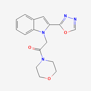 molecular formula C16H16N4O3 B2935335 2-(2-(1,3,4-oxadiazol-2-yl)-1H-indol-1-yl)-1-morpholinoethanone CAS No. 955602-12-7