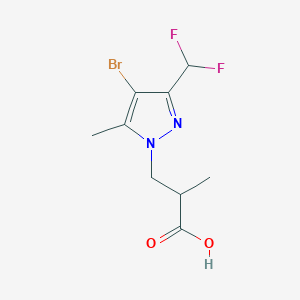 molecular formula C9H11BrF2N2O2 B2935344 3-[4-Bromo-3-(difluoromethyl)-5-methylpyrazol-1-yl]-2-methylpropanoic acid CAS No. 1946813-48-4